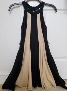 XOXO tan/black cutout dress with gold belt